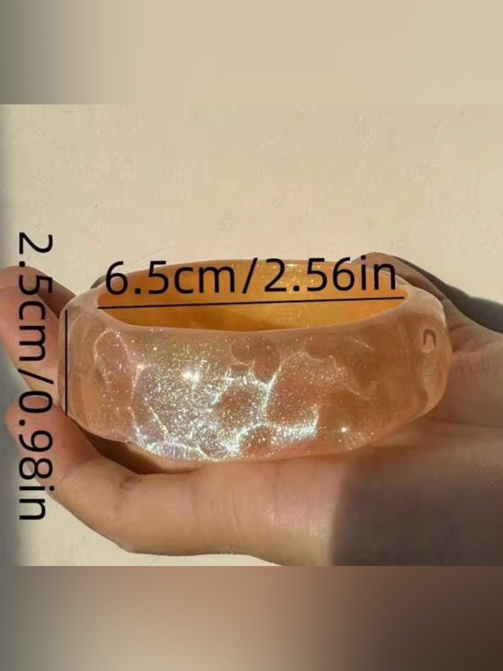 Set of 3 Resin Accent Bangles in Peach, Amber and Orange - Picture 2 of 3